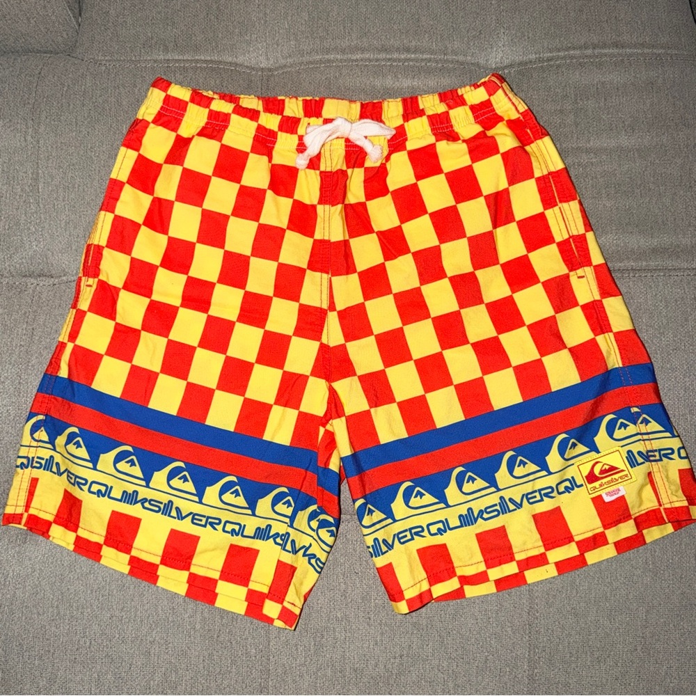 Quiksilver Stranger Things Red and Yellow Graphic Shorts Men's Small